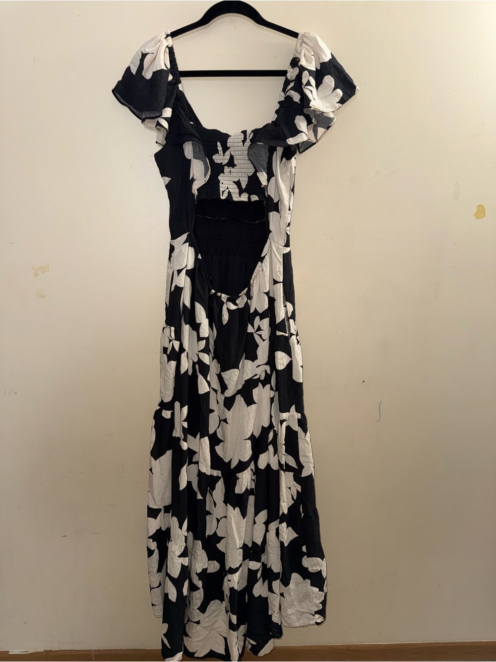 Anthropologie The Silverlake Flutter Sleeve Floral Black and White Maxi Dress - Picture 7 of 11
